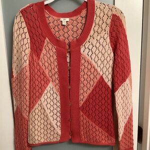 J. Jill cardigan, XS, coral/beige